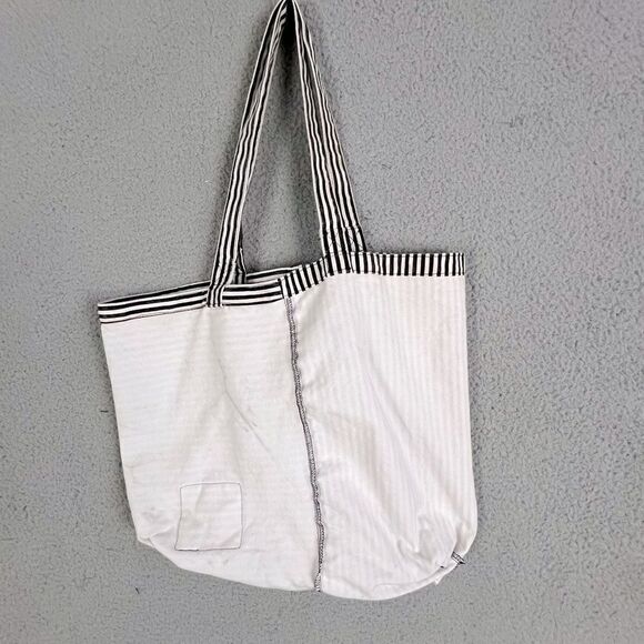 KATE SPADE TODAY IS SATURDAY TOTE BAG BLACK AND WHITE STRIPES - Picture 5 of 12